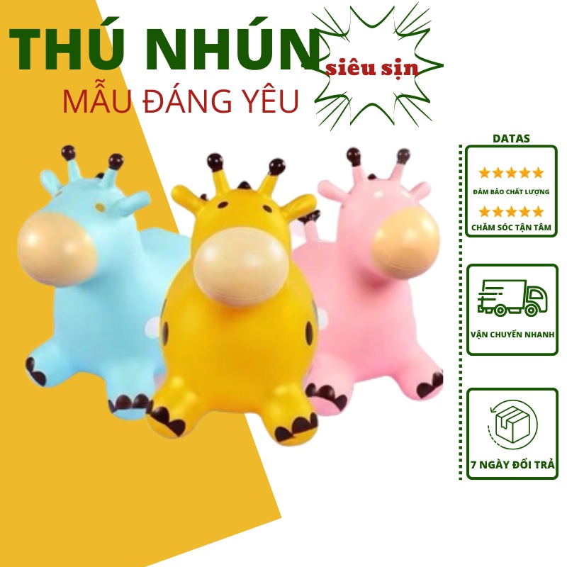 Đồ chơi thú nhún bơm hơi cho bé, đồ chơi vận động cho bé nhiều màu sắc
