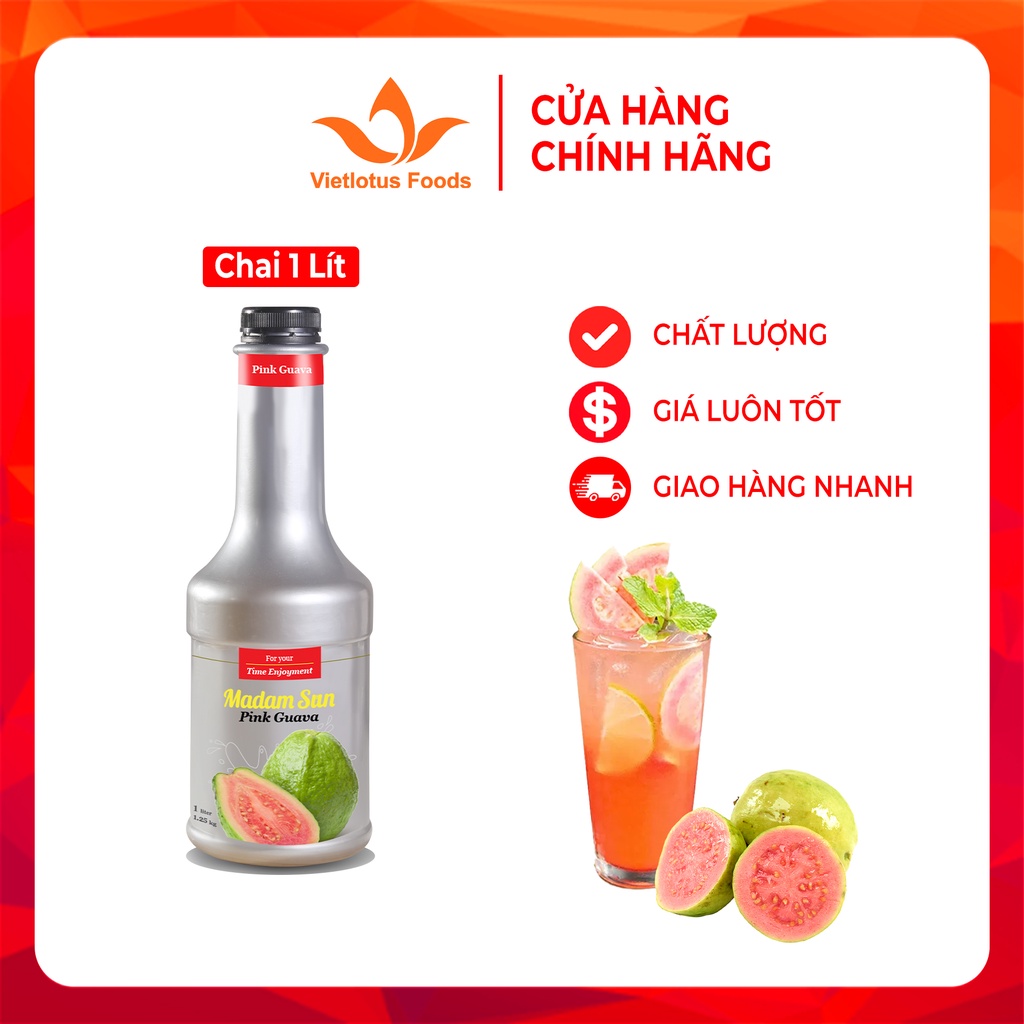 Mứt trái cây Madamsun vị Ổi Hồng (Pink Guava Puree Mix) chai 1L - Hàng nhập khẩu Malaysia