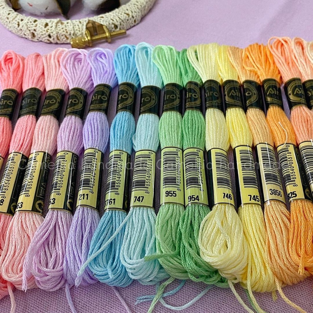 Set 16 Chỉ Thêu Airo Tông Màu Macaron , Chỉ Cotton Chính Hãng Chất Lượng Giá Rẻ