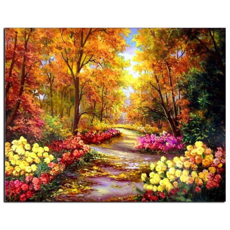 Tranh tô màu theo số CÓ KHUNG 40x50 cm hình phong cảnh tươi sáng