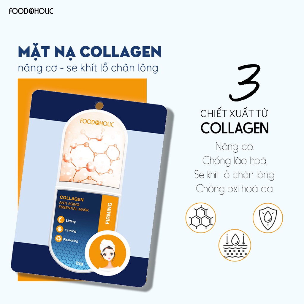 Mặt nạ Collagen giảm nếp nhăn, căng bóng da Foodaholic COLLAGEN Anti Aging Essential Mask 23g | BigBuy360 - bigbuy360.vn