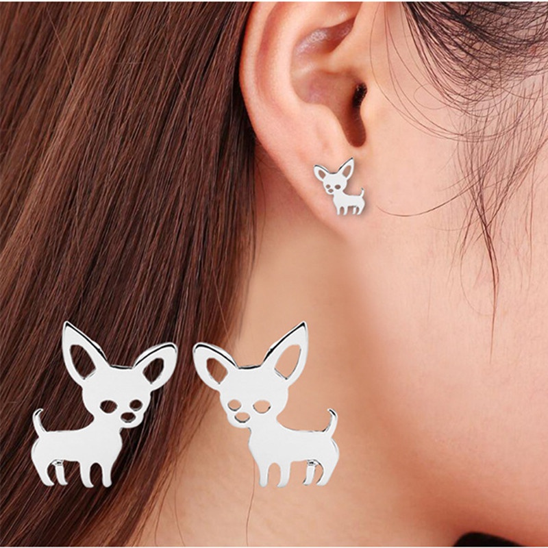 Bông Tai Inox Hình Chihuahua Dễ Thương
