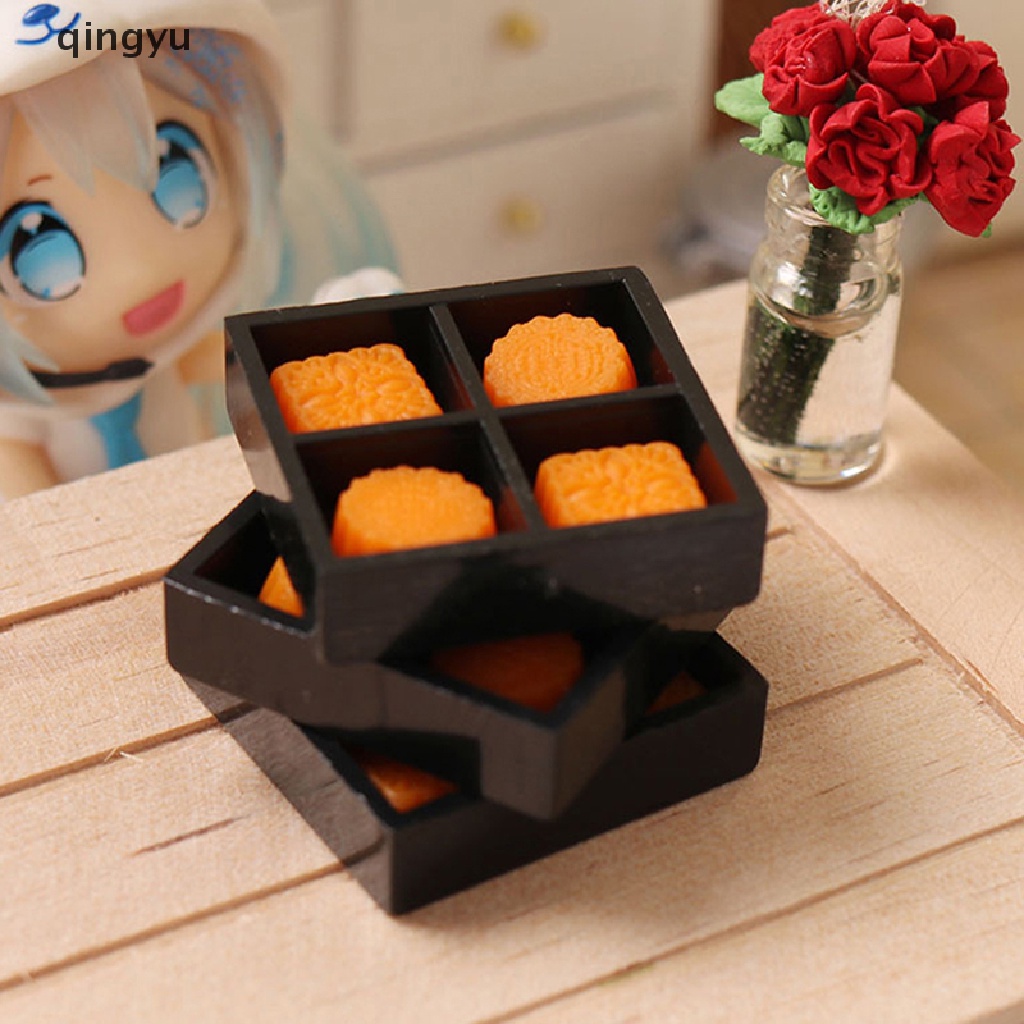 qingyu 1 Set Miniature Mid-Autumn Mooncake Mini Model 1:12 Doll House Life Scene Toys PLI