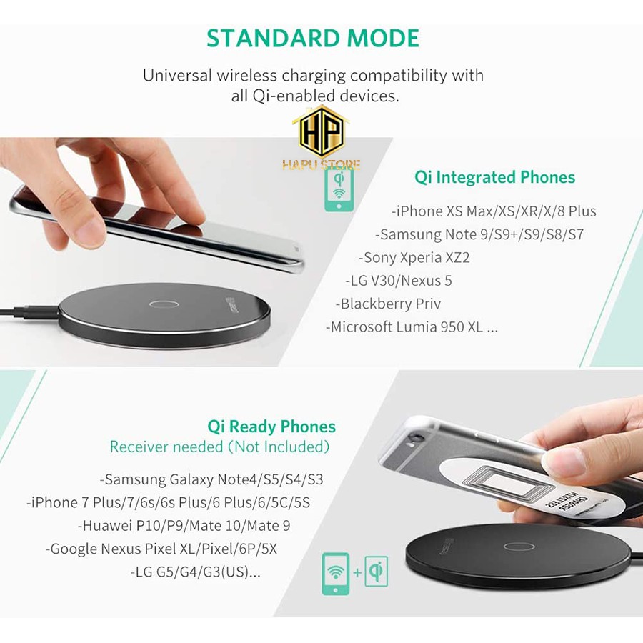 Sạc không dây (Wireless Charger) cho điện thoại Ugreen 30570 chính hãng - Hapustore