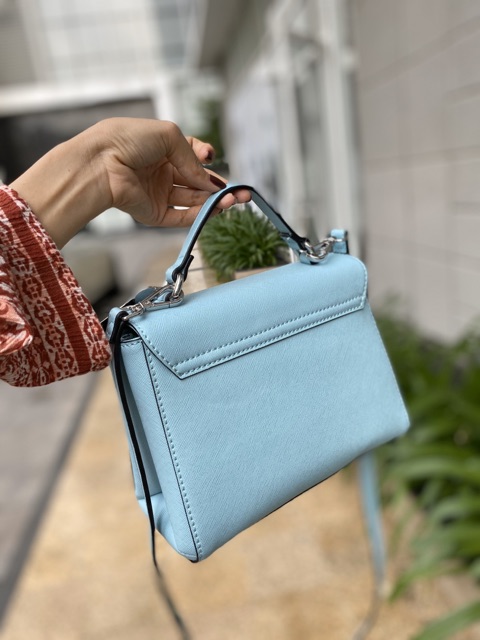 Túi GUESS chính hãng hồng dây đỏ & xanh mint dáng hộp có quai xách trẻ trung