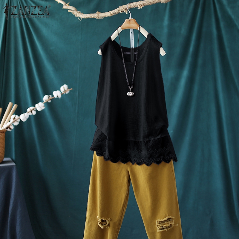 Áo ZANZEA Không Tay Phối Ren Thời Trang Cho Nữ | BigBuy360 - bigbuy360.vn