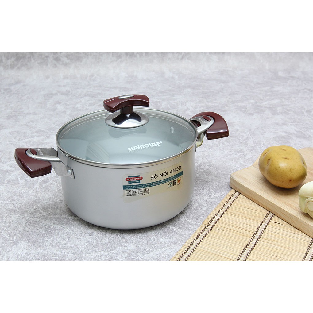 Bộ 3 Nồi Anod Cao Cấp SUNHOUSE SH8833 Siêu Bền Bỉ