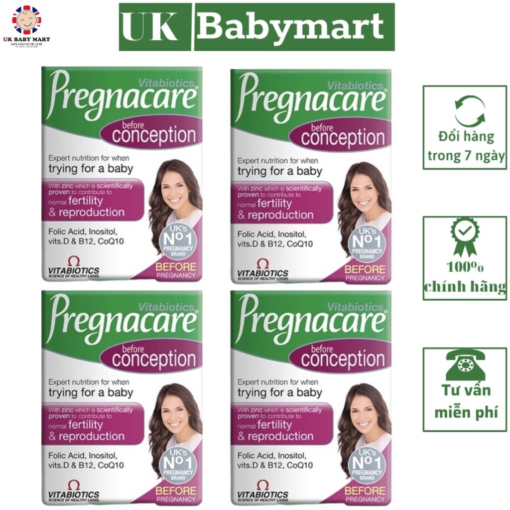 Vitamin pregnacare bổ trứng cho nữ, tăng khả năng thụ thai, hàng chính hãng,uống là 2 vạch