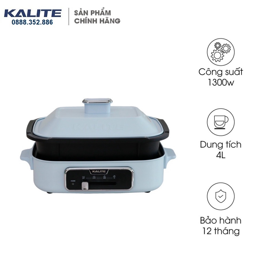 Nồi lẩu mini nướng điện đa năng Kalite KL 666 công suất 1100W, dung tích 4L hàng, tích hợp chức năng lẩu và nướng