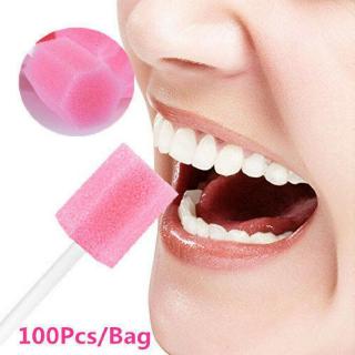 100Pcs Disposable Oral Swabs Portable Tooth Cleaning Oral Care Sponge Swabs