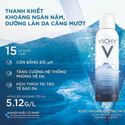 Xịt khoáng Vichy Mineralizing Thermal Water 300ml cấp ẩm, dưỡng da, chống lão hóa | BigBuy360 - bigbuy360.vn