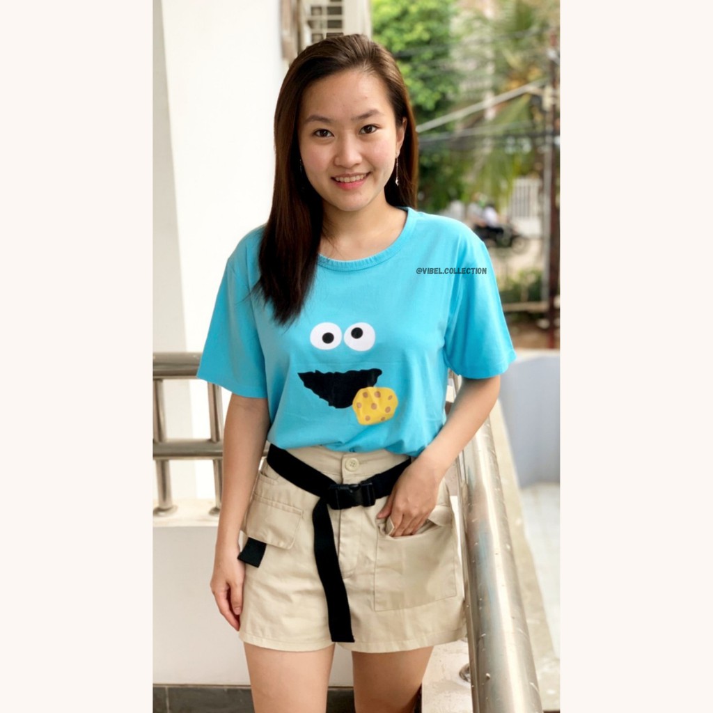 BERSHKA Son môi Elmo màu đỏ/xanh dương | Áo thun in chữ Tumblr TEE OVERSIZE TSHIRT màu xanh dương cho bé