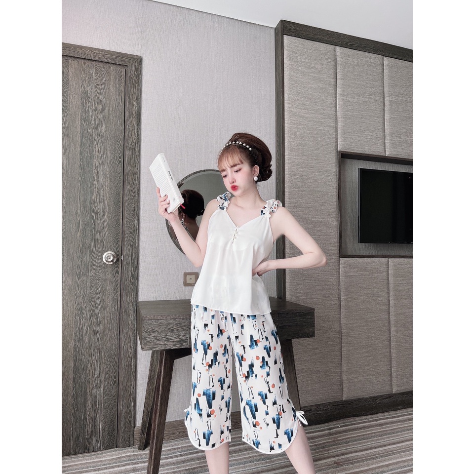 Bộ Đồ Ngủ SOJUN Chất Vải Latin-Mango Bộ Lửng  Có Nút  45-70Kg