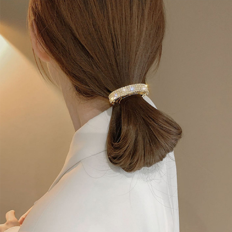 Kẹp tóc kim loại đính đá lấp lánh kiểu dáng xinh xắn cho nữ