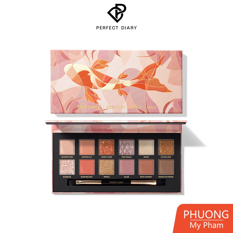 Bảng Phấn Mắt PERFECT DIARY 12 Màu Hiệu Ứng Ánh Kim Mịn Kèm Cọ [PD003]