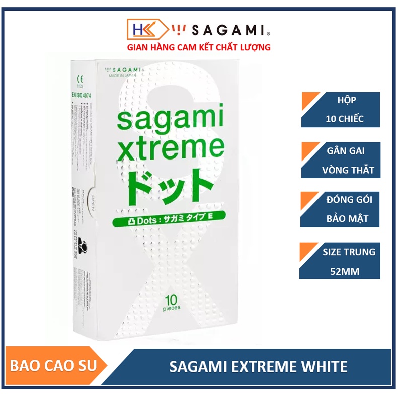 Combo bao cao su gân gai Sagami Extreme White và Feel Up - mỗi hộp 10 chiếc