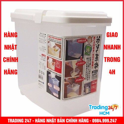 [Giao hàng HCM - 4h ] Thùng gạo 10kg nắp bật có bánh xe Nội địa Nhật Bản