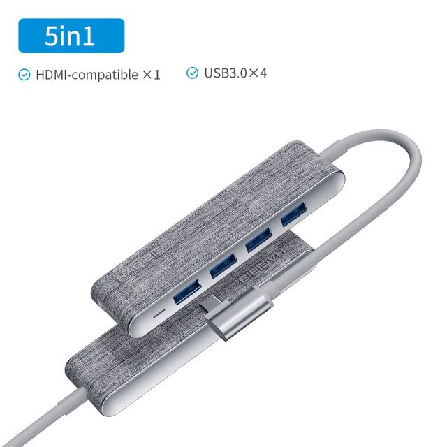 Cáp chuyển Hagibis 5 in 1 Dual USBC Hub 4K HDMI