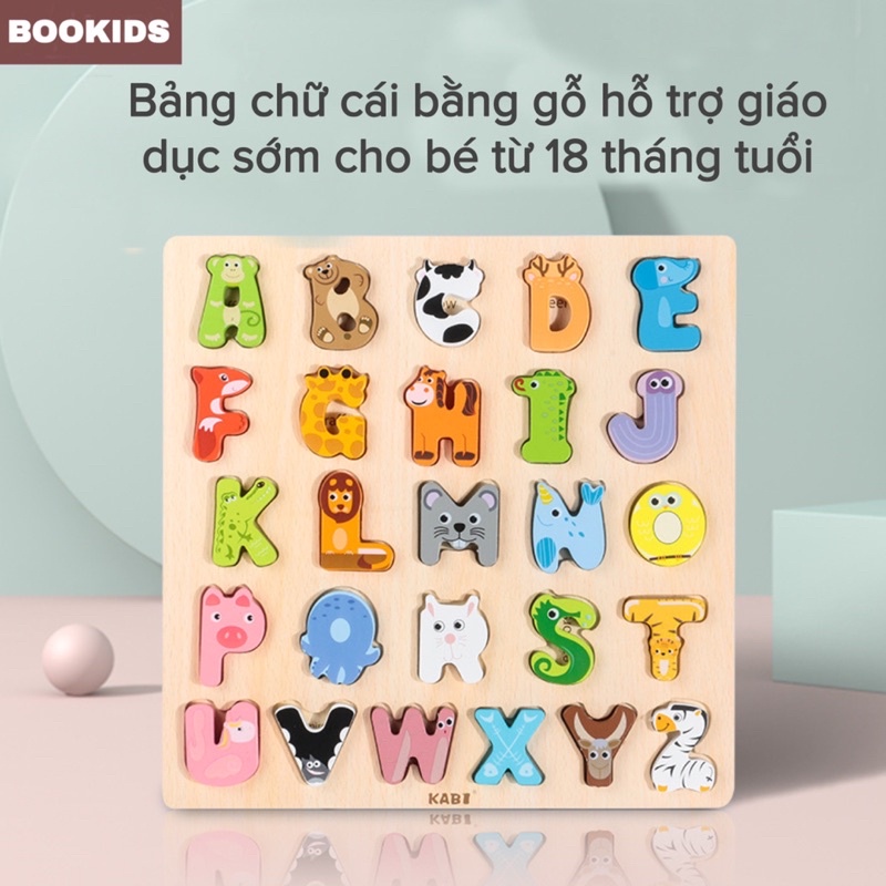 Bảng chữ cái Tiếng Anh bằng gỗ hình con vật ngộ nghĩnh - hỗ trợ giáo dục sớm cho bé