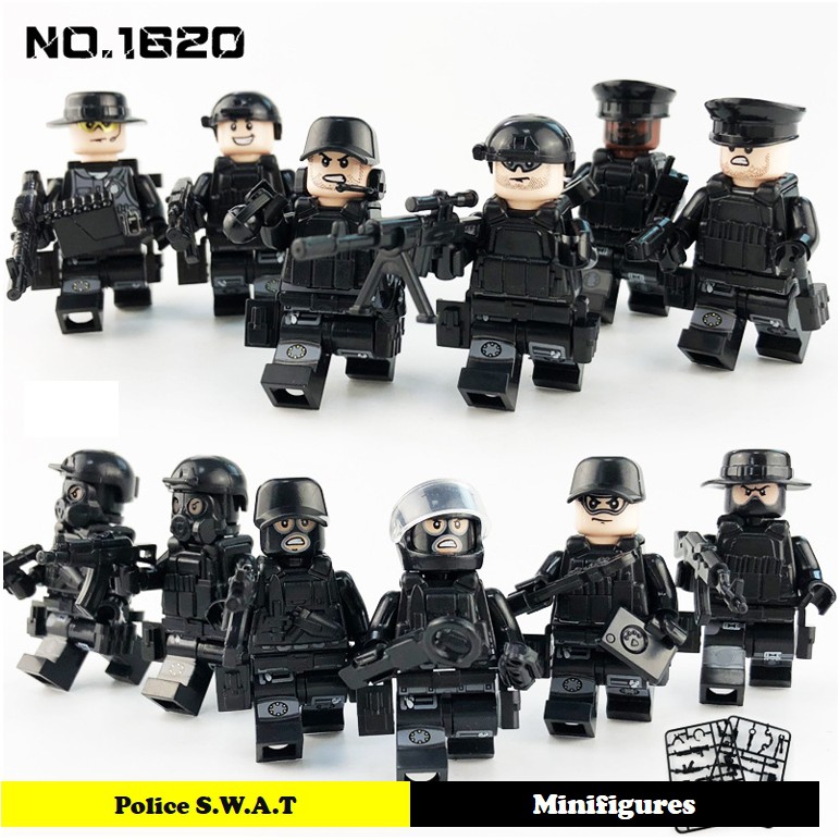 Minifigures - Combo 12 lính Cảnh sát đặc nhiệm S.W.A.T trang bị đầy đủ vũ khí - Police S.W.A.T