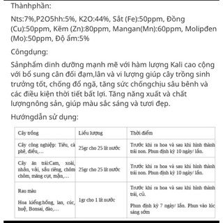 Phân bón siêu Kali cho hoa lan hũ 100gram