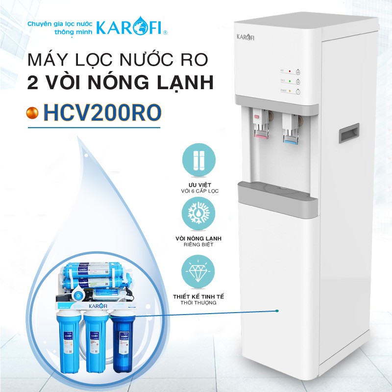 Máy lọc nước RO nóng lạnh 2 vòi KAROFI HCV200RO BH 36T