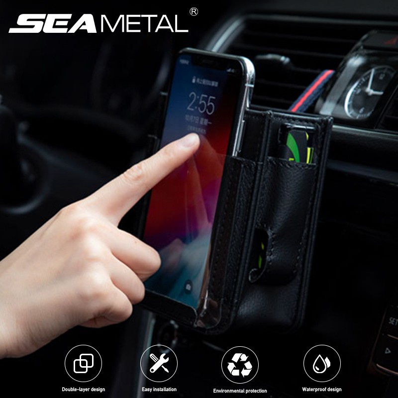 SEAMETAL ô tô đa năng túi da ô tô điện thoại di động túi đa chức năng túi đựng điện thoại di động