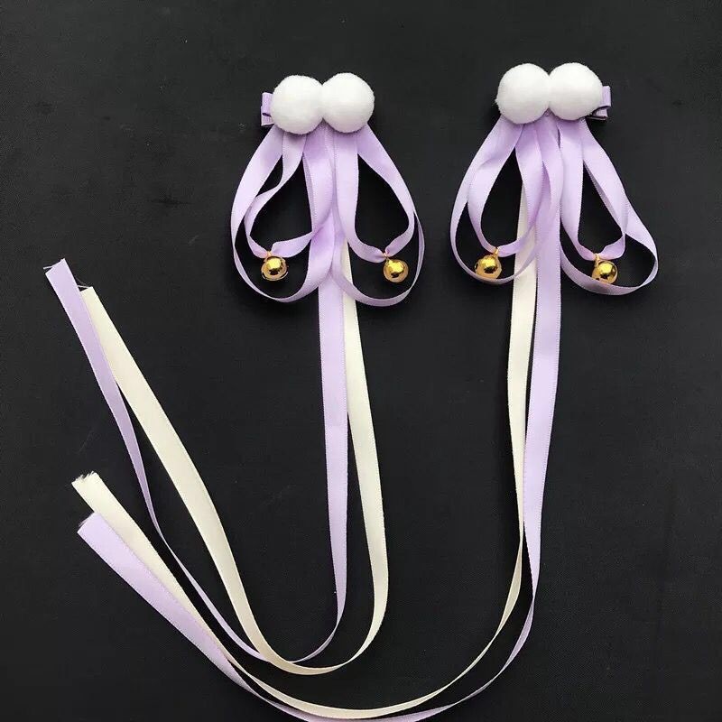 B426 - 2 kẹp tóc nơ cổ trang cosplay ruy băng lụa