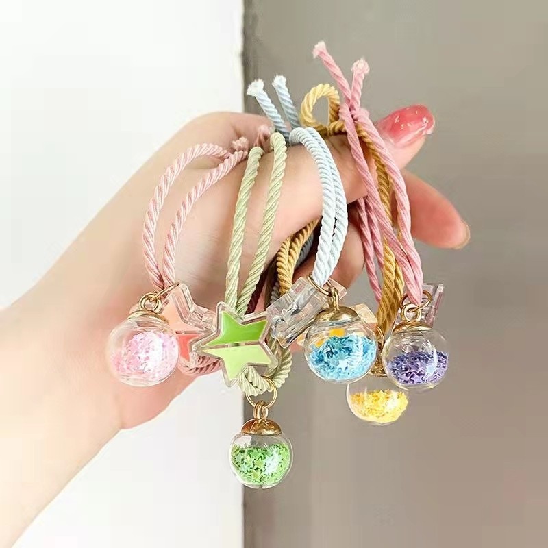 Dây Buộc Tóc Cao Su Co Giãn Thắt Nút Nhiều Màu Sắc Họa Tiết Chữ Kiểu Hàn Quốc Cho Nữ