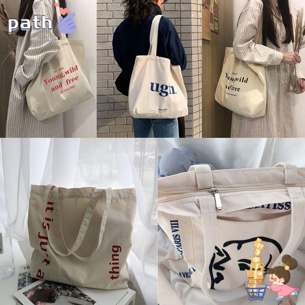 ♪Con đường♪ Túi Xách Nữ Vải Bố Có Dây Kéo