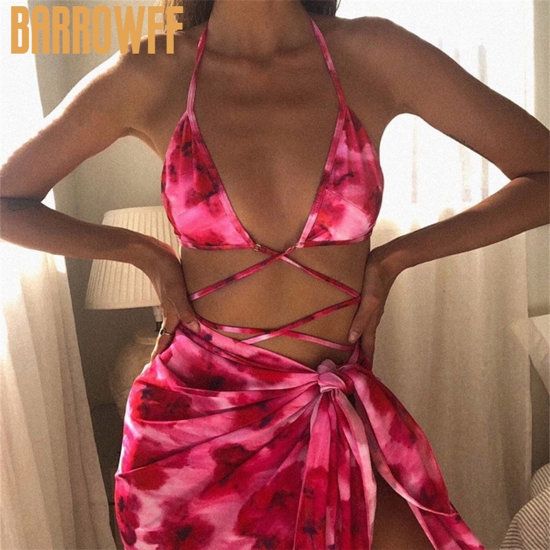 Bộ bikini 3 món họa tiết hoa quyến rũ cho nữ