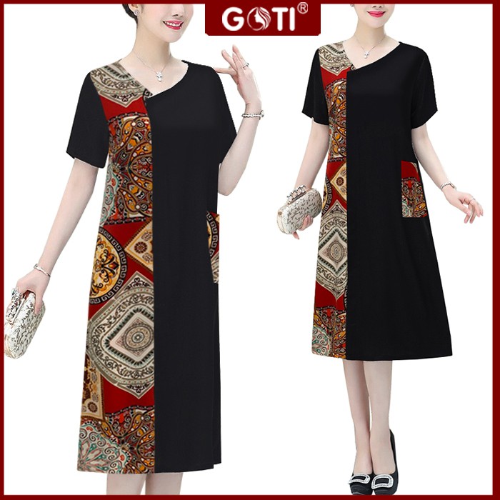 GOTI – ĐẦM DỰ TIỆC TRUNG NIÊN, ĐẦM SUÔNG TRUNG NIÊN, KIỂU ĐẦM SUÔNG BIGSIZE, ĐẦM SUÔNG GIẤU BỤNG DỰ TIỆC GOTI 3264