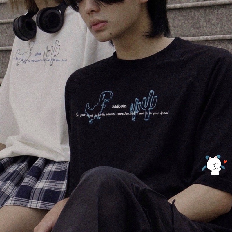 Áo Thun Sad boiz SADDINO Nam Nữ Unisex Áo Sadboiz SADDINO Khủng Long From Rộng Tay Lỡ