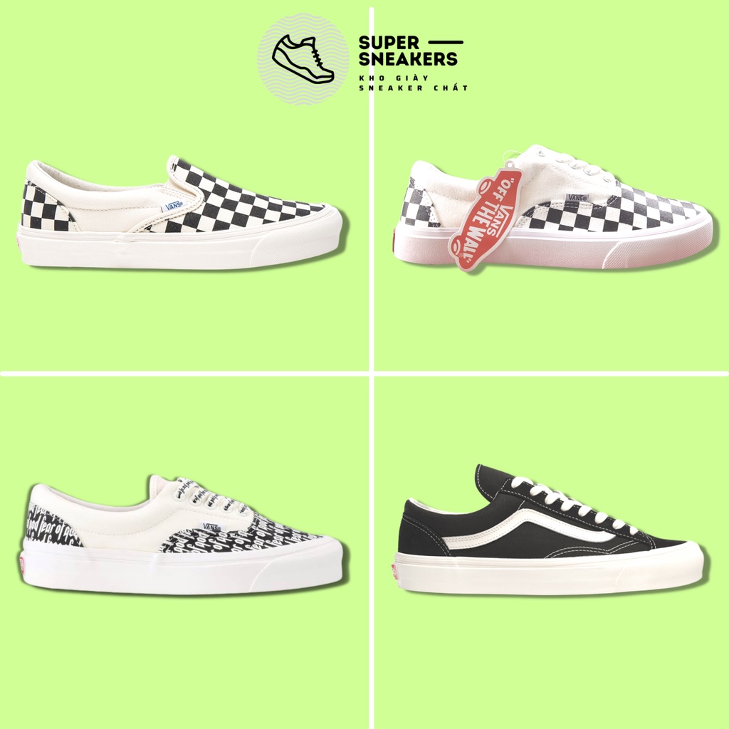 Giày thể thao 𝗩𝗮𝗻𝘀 caro cao cấp, Giày Vans lười caro, Vans FOG, Vans Caro buộc dây full size nam nữ full bill box