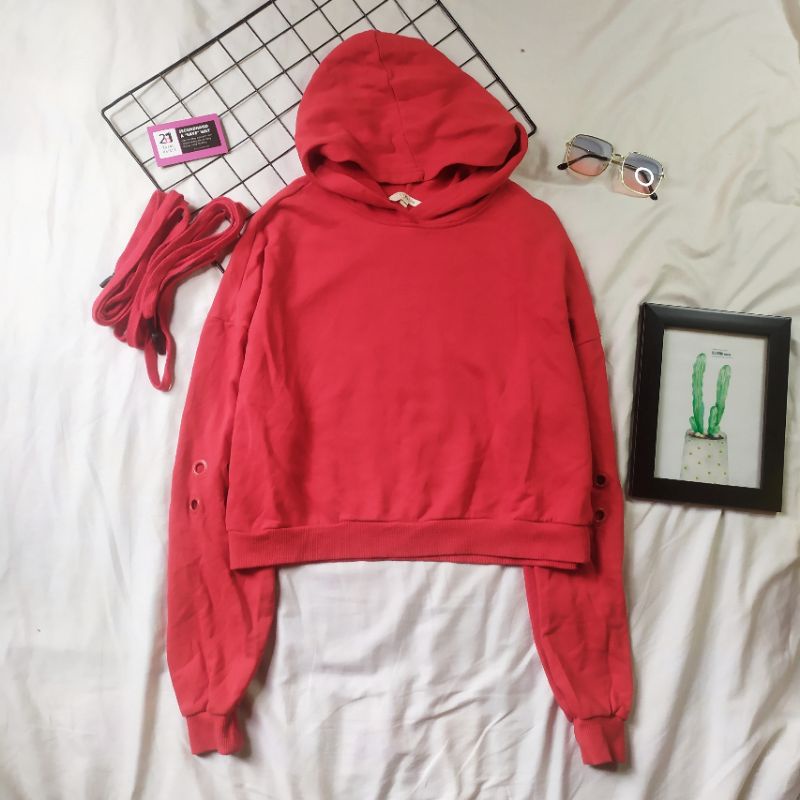 Áo hoodie 2hand Nữ dáng ngắn croptop hiệu Hàn sành điệu (Kích thước dưới mô tả)