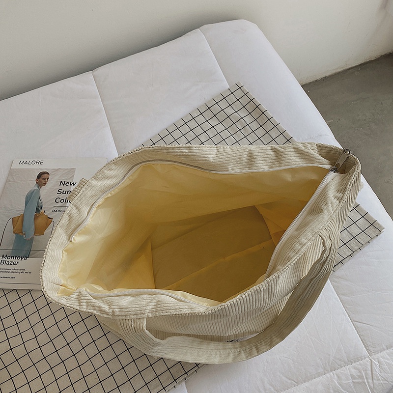 Túi Xách Nữ Vải Nhung Kẻ Dung Tích Lớn Độc Đáo