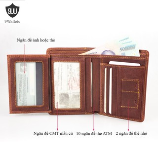 ✔️ Ví nam đứng da bò  thật 100% CD246