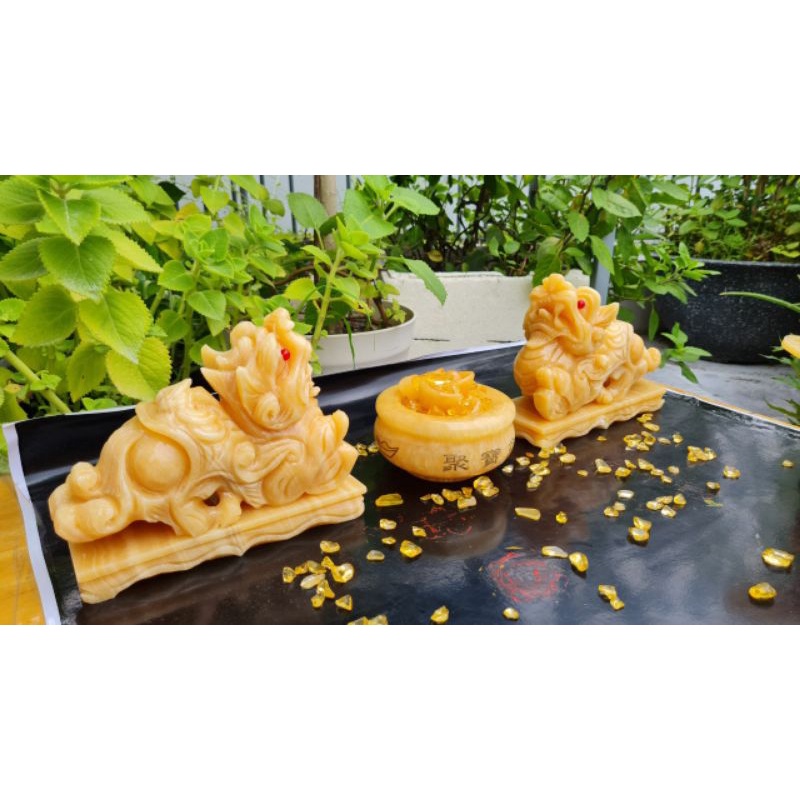 Combo Tỳ Hưu 16cm, Thiềm Thừ 16cm, Bát vàng tài lộc 12cm, Long Quy 12cm