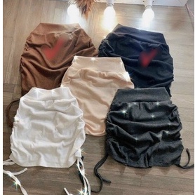 Chân váy rút dây 2 bên trơn lưng cao cực xinh , chất thun bozip mềm mịn