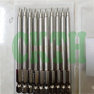Mũi vít lục giác hoa thị có lỗ T20 chuôi lục giác dài 100mm hãng BROPPE loại tốt (Giá 01 Mũi vít)