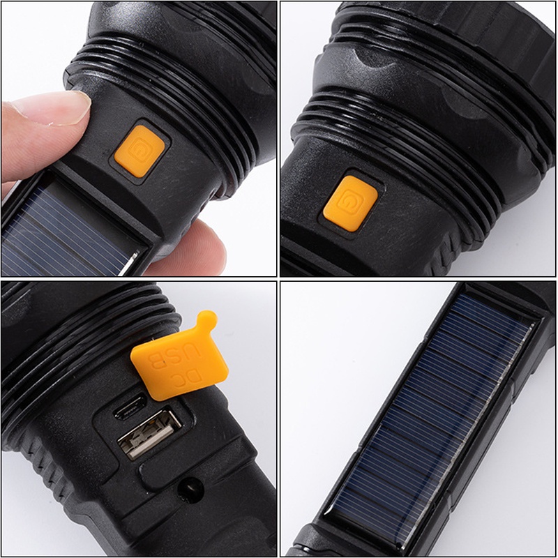 Đèn pin cầm tay 3 chế độ LED năng lượng mặt trời kèm phụ kiện