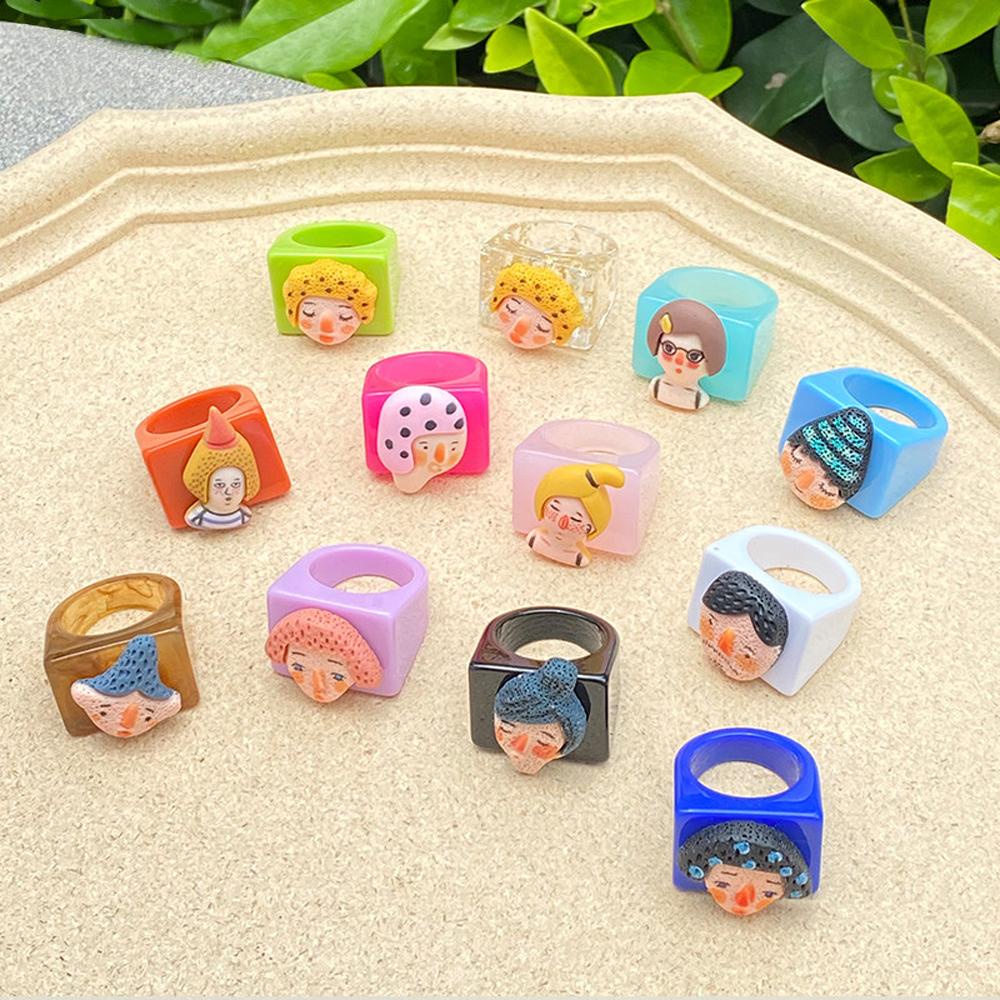 Nhẫn Đeo Ngón Tay Bằng Nhựa Acrylic Thời Trang Hàn Quốc Dành Cho Nữ