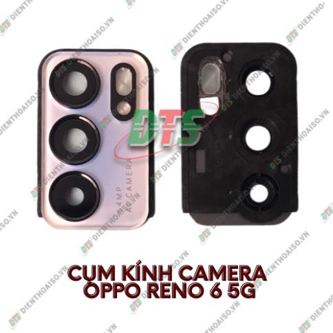 Cụm kính camera oppo Reno 6 kèm keo dán có viền chụp đủ màu