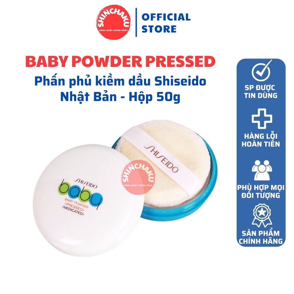 Phấn phủ kiềm dầu Shiseido Baby Powder Pressed Nhật Bản - Hộp 50g