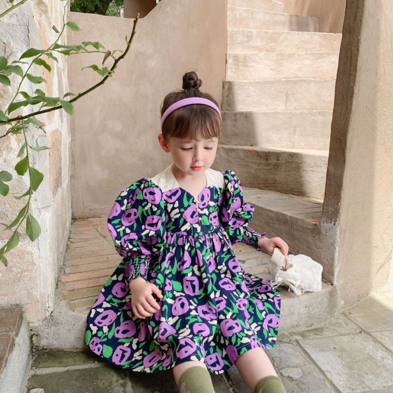 Đầm Công Chúa Họa Tiết Hoa Nhí Xinh Xắn Thời Trang Cho Bé Gái