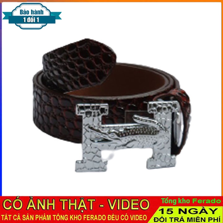 Dây thắt lưng nam vân cá sấu, dây nịt lưng nam da chữ H