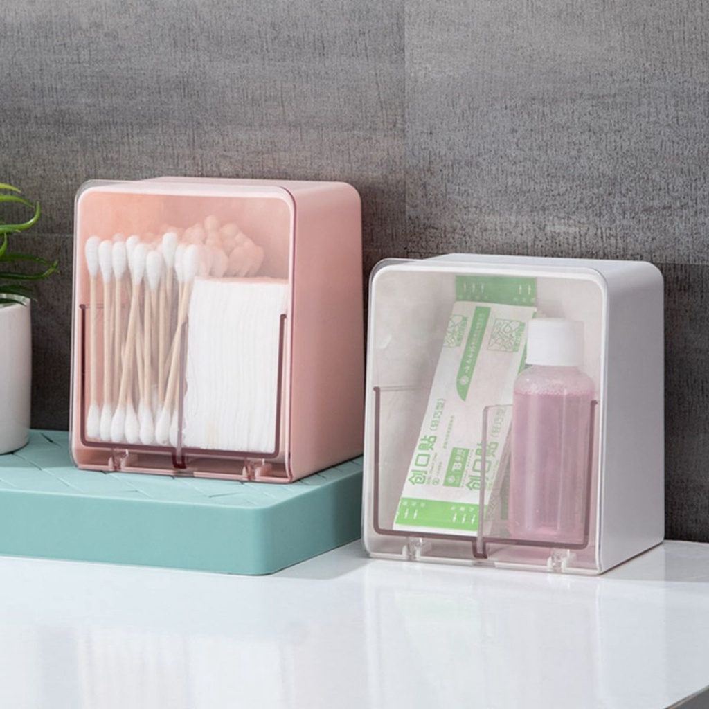 Hộp đựng tăm bông gắn tường bằng acrylic chống bụi sắp xếp gọn gàng đa dụng tiện lợi