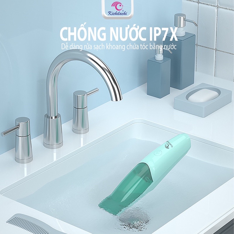 Máy tông đơ KICHILACHI cắt tóc cho bé, chấn viền không gây đau rát cho bé, có chức năng hút tóc tự động