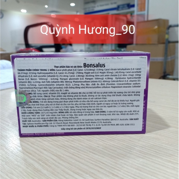 Viên uống BONSALUS hộp 60 viên giúp phát triển xương và chiều cao cho trẻ nhỏ