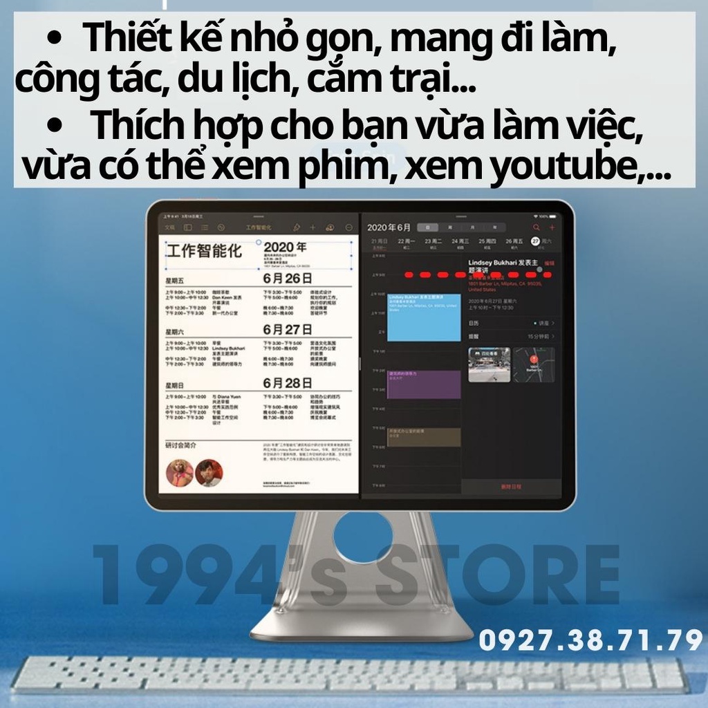 [SẴN] Đế giữ điện thoại, máy tính bảng - Hàng cao cấp sử dụng nam châm siêu mạnh - Dùng cho máy tính bảng màn hình lớn